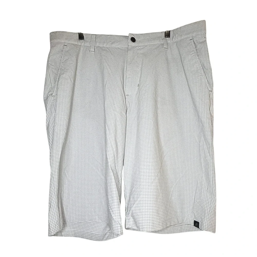 adidas Golf Men's Shorts Size 36 Gray Micro Check Pleated Performance